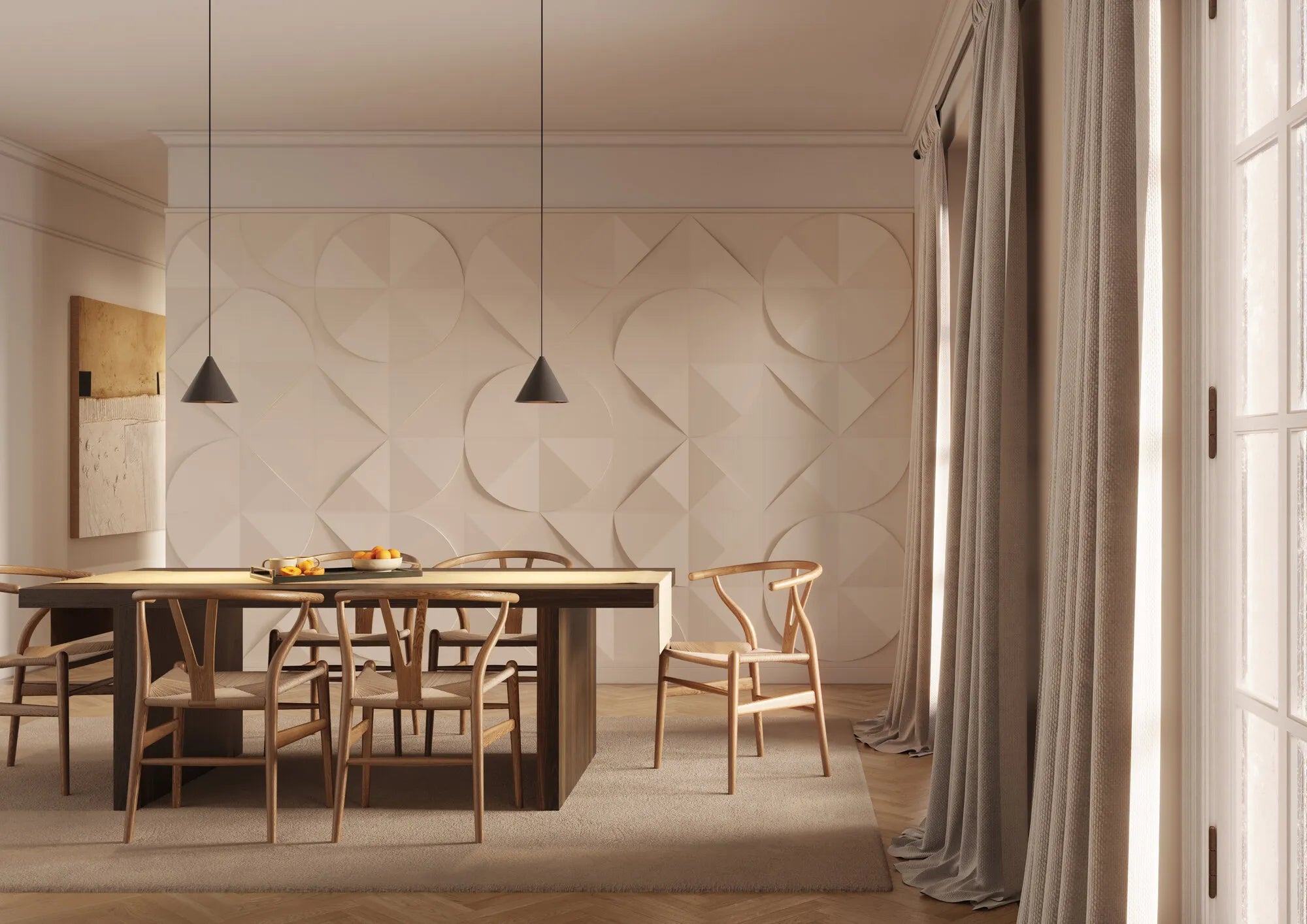 CURVE Arstyl® 3D Wall Panels featured in a contemporary lounge with subtle lighting | DecorMania UK
